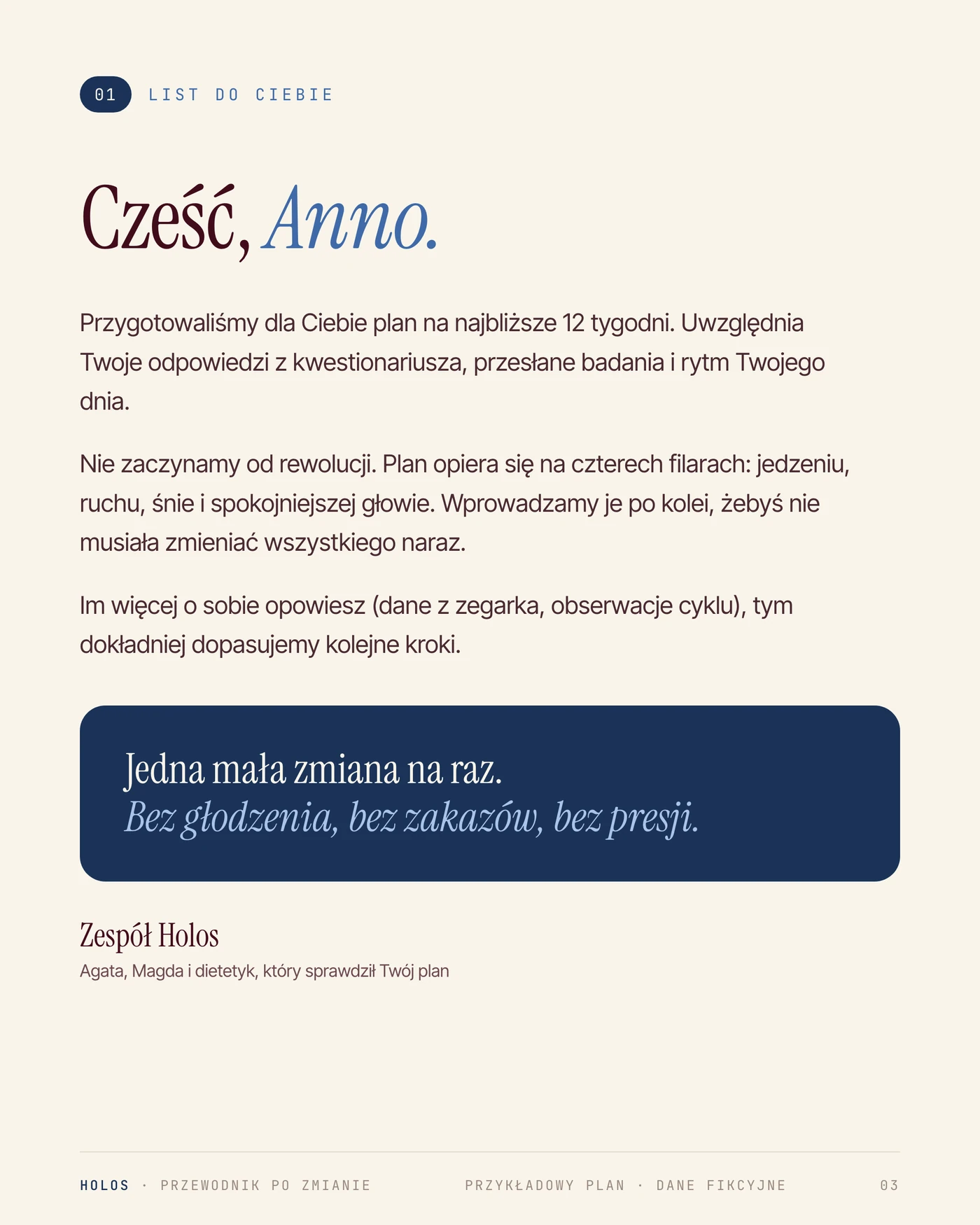 Przewodnik po Zmianie — przykładowa strona: List do Ciebie